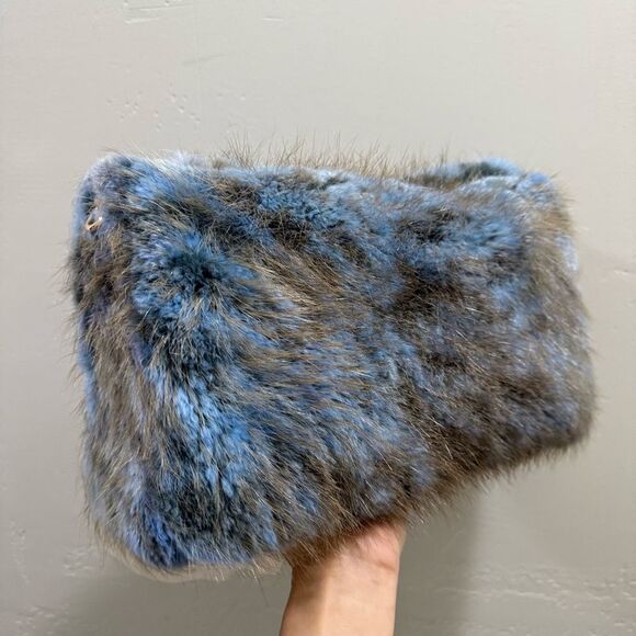 2 Tone Handmade Genuine Beaver Fur Soft Slouchy Clutch/Shoulder Bag/Crossbody - Picture 12 of 16